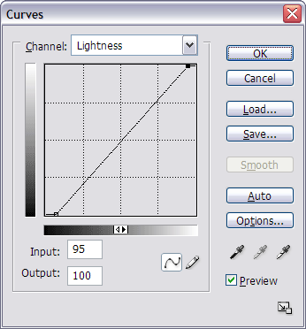 Screenshot of curves adjustment