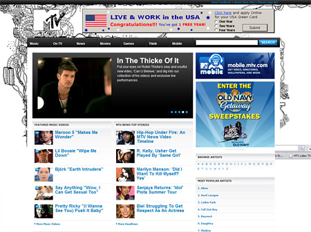 new mtv website design