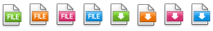 Row of file download icons