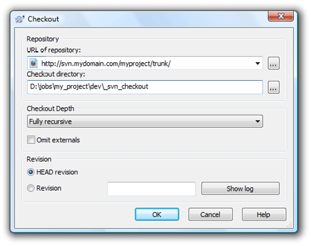 TortoiseSVN checkout dialog