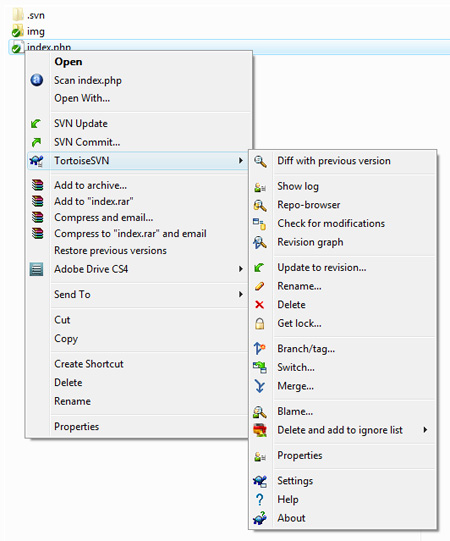 TortoiseSVN context menu